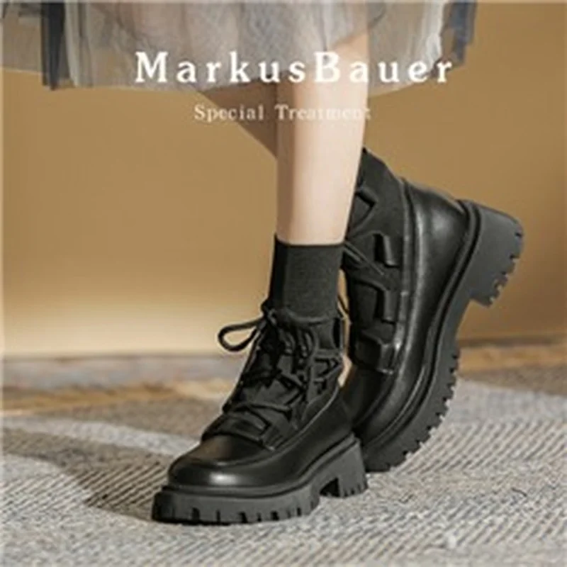 

Women's Boots Stretch Socks Boots Lightweight Breathable Comfortable Women's Shoes Thick-soled Round-toe Lace-up Nude Boots 2021