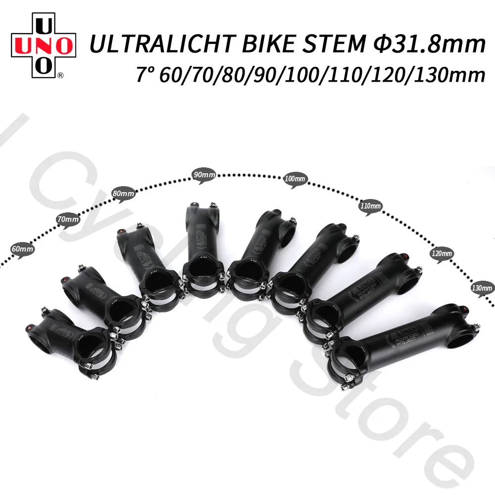 

UNO MTB Stem 31.8 Ultralight Bicycle Handlebar Extension 7 Degree Short Fork Stem Bike Off Road 60-130mm MTB Power Bicycle Parts