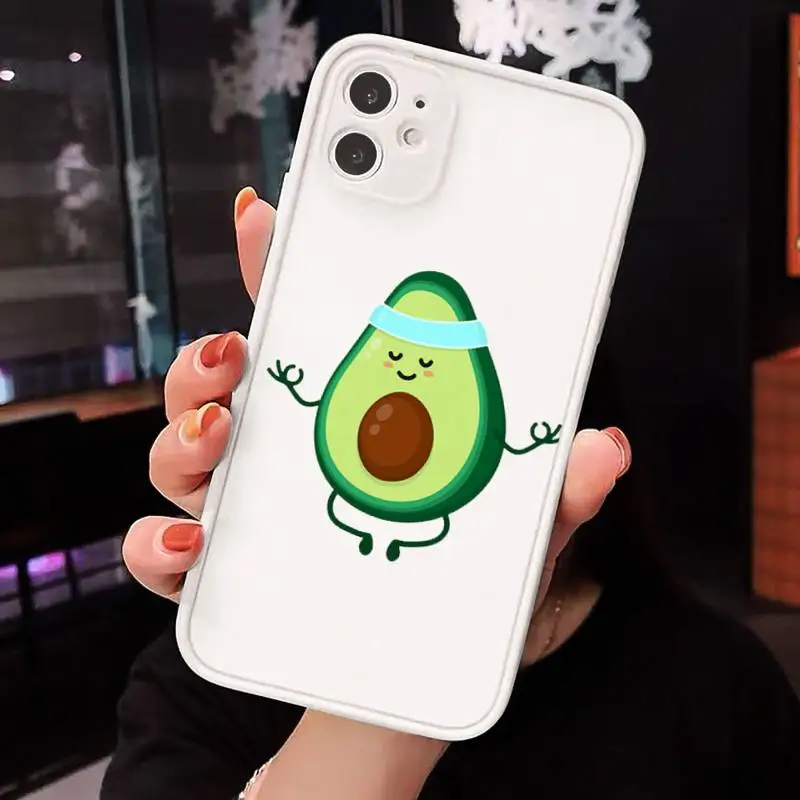

Cute cartoon aguacate Fitness fruit Phone Cases Matte Transparent for iPhone 7 8 11 12 s mini pro X XS XR MAX Plus cover funda