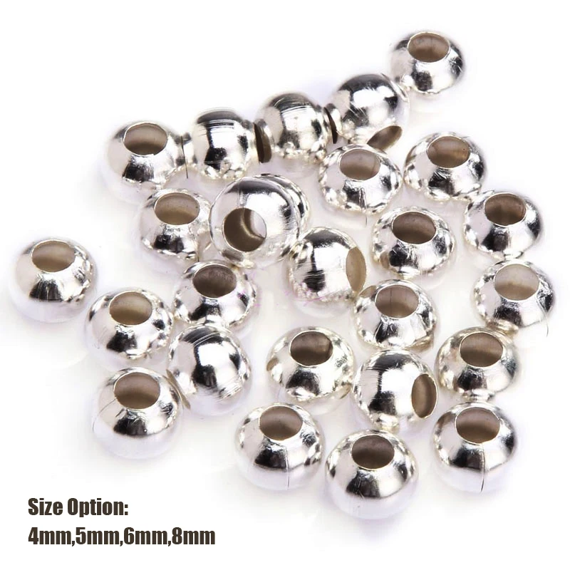 

100pcs 4 5 6 8 mm Silver Gold Color Smooth Round Ball Metal Spacer Beads For Needlework For Jewelry Bracelet Diy Making I