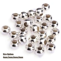 100pcs 4 5 6 8 mm silver gold color smooth round ball metal spacer beads for needlework for jewelry bracelet diy making i