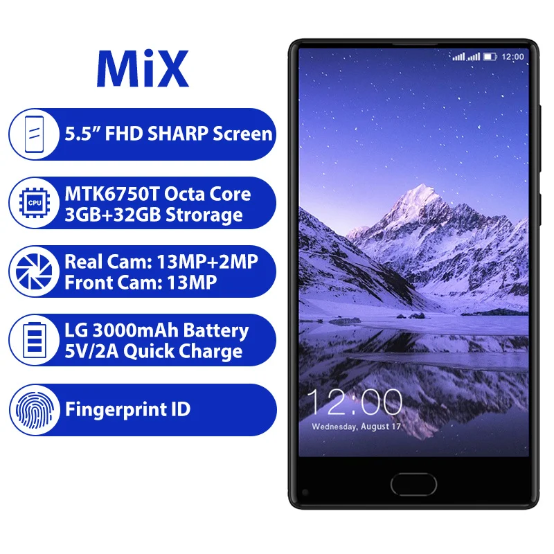 Leagoo KIICAA MIX смартфон с 5 5-дюймовым дисплеем восьмиядерным процессором MTK6750T ОЗУ 3 ГБ