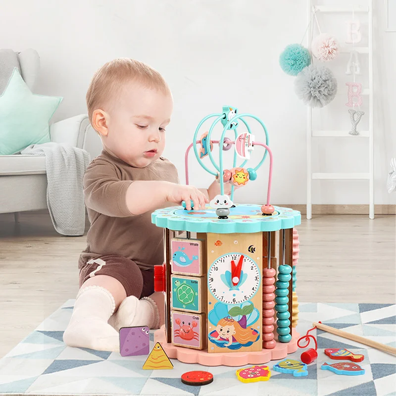 

Деревянная шкатулка с бусинами, для детей 1, 2, 3, 4 лет