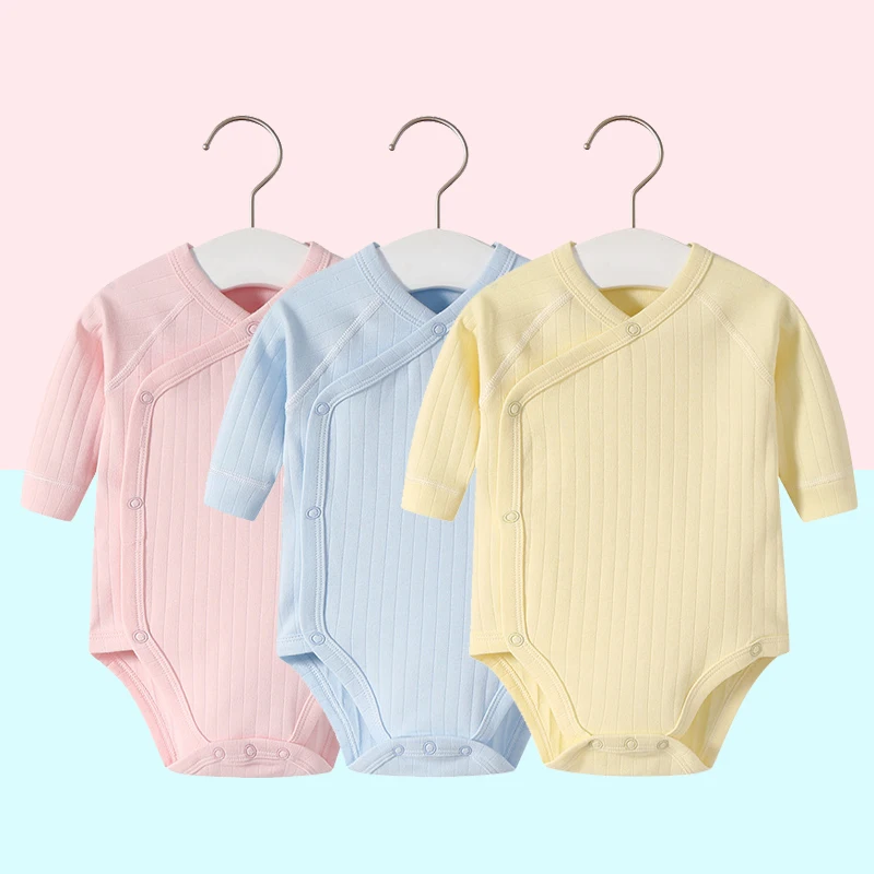 

2pcs/lot Newborn Baby Clothes Rompers Cotton Infant Long Sleeves Autumn Girls Robe Solid Color Overalls Boys Ropa Bebe Clothing