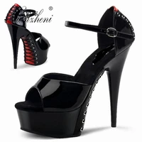 new 6 inch pointed stiletto open toe cross bandage womens 15cm high stripper heel platform sandals pumps sexy pole dance shoes