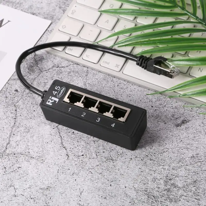 Ethernet адаптер RJ45 1 штекер 4 гнезда удлинитель для кабеля LAN|Компьютерные кабели и