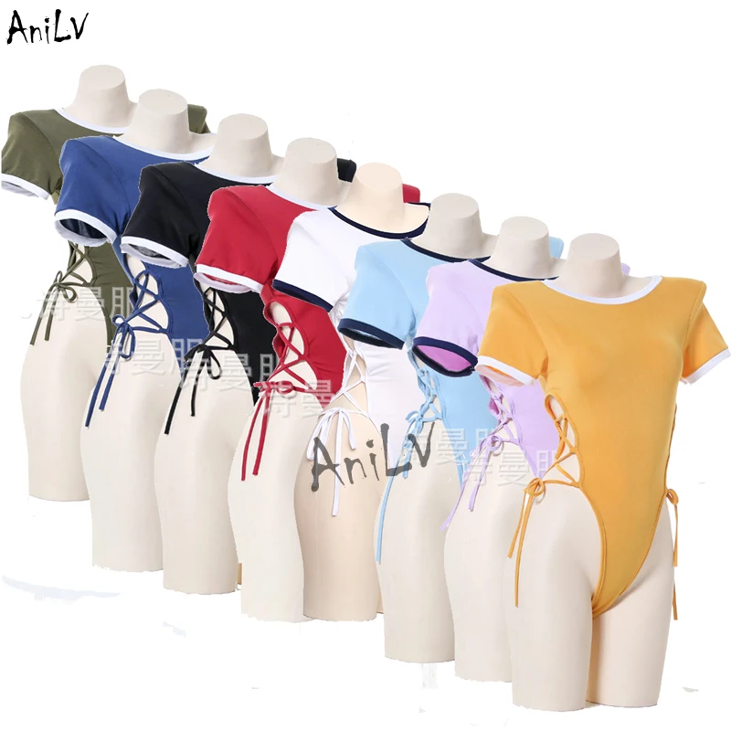 

AniLV Japanese Anime School Girls Student Bodysuit Swimsuit Costume Multicolor Swimwear Uniform Temptation Lingerie Cosplay
