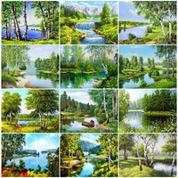 diy forest green full square drill diamond painting colorful handmade cross stitch kits embroidery mosaic home room wall decor