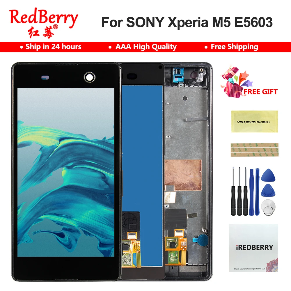 5,0 дюймов ips ЖК-дисплей для Sony Xperia M5 сенсорный экран с рамкой для Sony Xperia M5 двойной E5603 E5606 E5653 ЖК-части