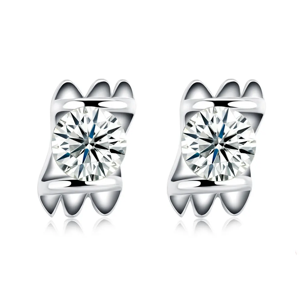 

ZEMIOR Genuine 925 Sterling Silver Earrings For Women Elegant Round Zircon Irregular Stud Earring Fine Jewelry New Arrival