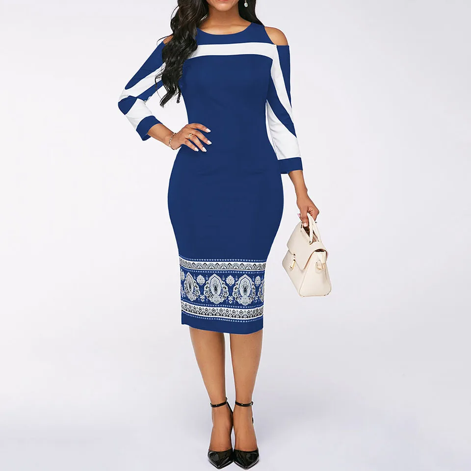 Sisjuly Осень Плюс Размер Сексуальный Bodycon Платье Женщины Черный Офис Элегантный С Плеча Стильный Принт Винтажный Синий Ну Вечеринку Свободного Покроя Миди Платья
