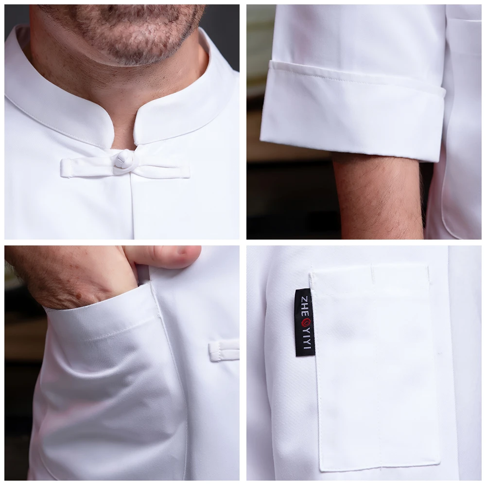 Одежда в китайском стиле на пуговицах униформа шеф повара с длинным рукавом