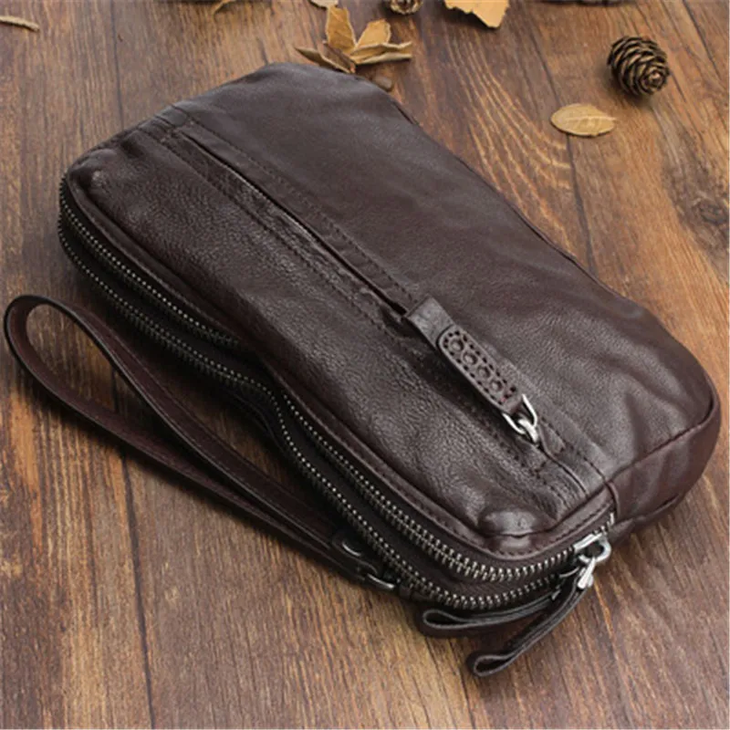 Original handmade retro Genuine leather handbag first layer long wallet multi-card position clutch bag multifunctional business