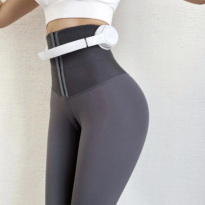 

Put Hip Fold Elastic High Waist Legging Breathable Slim Pants indoor Sports 652D