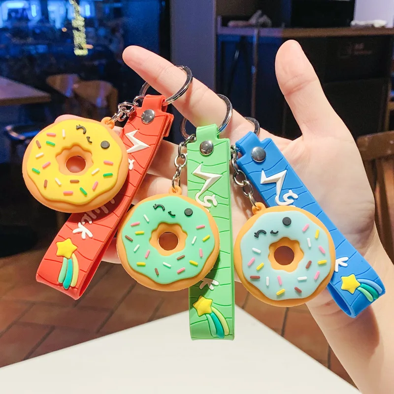 

Cartoon Donuts Pendant Keychain Sweet Bag Car Jewelry Key Holder Rings Accessories Charm Women Girls Small Gifts Craft Key Chain