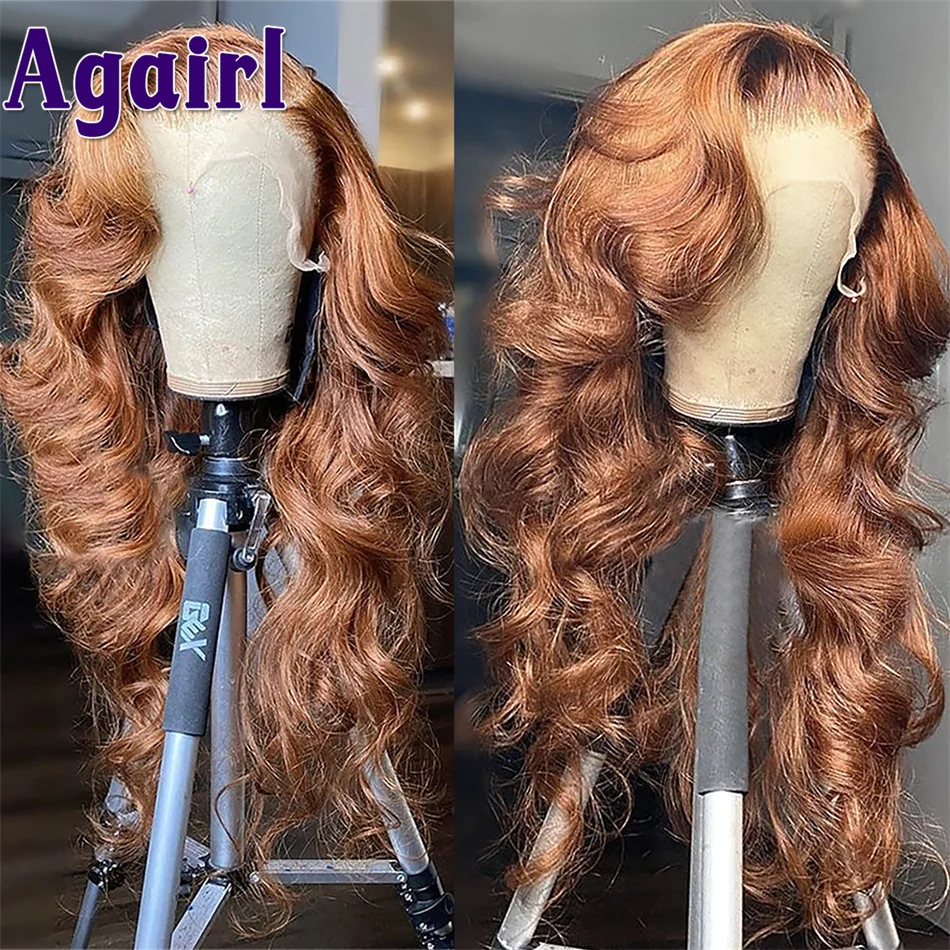 Body Wave 13x4 Lace Front Wig Red Brown Ginger Brown Colored Human Hair Wigs Brazilian Remy Preplucked Lace Frontal Wigs Agairl