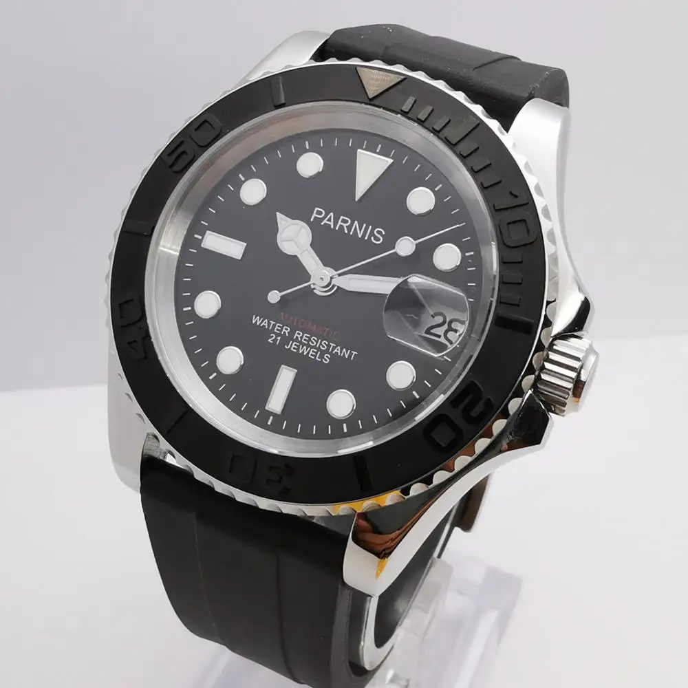 Мужские автоматические механические часы с календарем и сапфировым ремешком 41