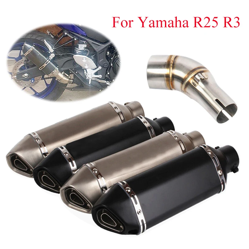 

Выхлопная система для мотоцикла, без шнуровки, для Yamaha YZF R25 R3, внедорожник, велосипед, среднее соединение, трубка и глушитель, наконечник глу...
