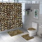 3D с леопардовым принтом душ Шторы комплект Водонепроницаемый подкладка из полиэфира, которую можно стирать Ванна Шторы Противоскользящие коврики крышка для унитаза коврик для ванной комнаты