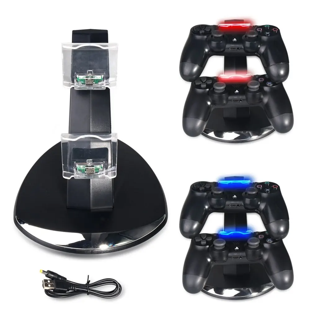 Контроллер зарядное устройство док светодиодный двойной USB для PS4 Подставка для зарядки для sony Playstation 4 PS4 SLIM PRO контроллер