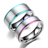 fashion new colorful two color titanium steel ring frosted stainless steel couple wedding gift ring