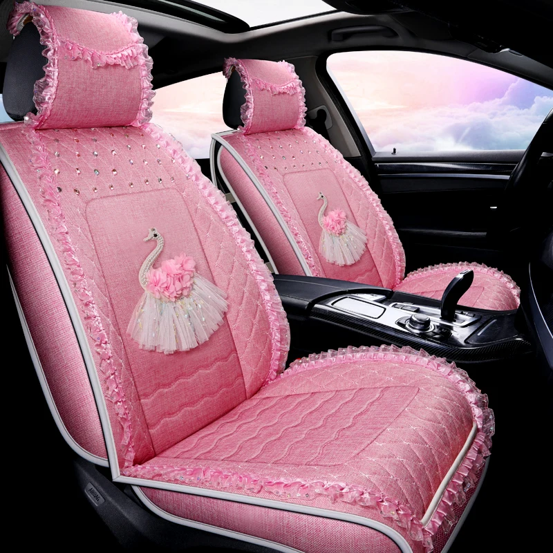 

girlish cute pink style universal fit car seat cover for bmw mini 5 seat cars