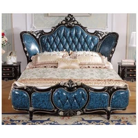 modern european solid wood bed bed 2 people fashion carved leather french bedroom furniture xhc006