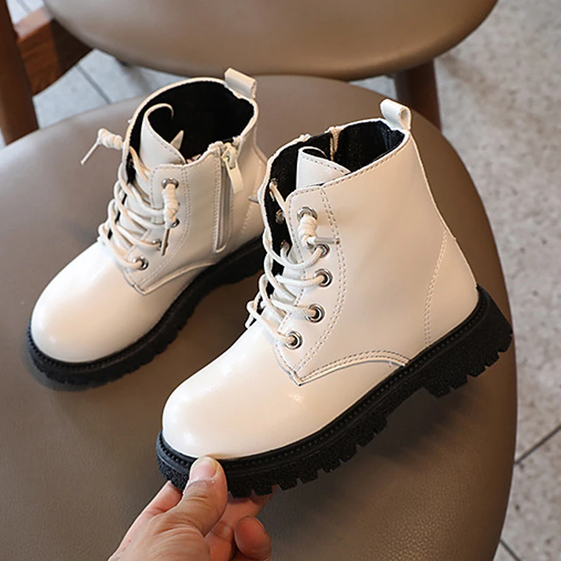 

Children Korean Fashion Martin-boots Autumn Winter Kids Ankle Short Boot Soft PU Leather Retro Motorcycle Botas Boys Girls Shoes