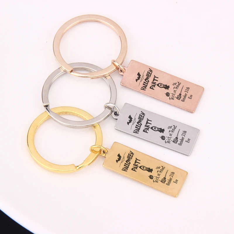 Drawings Pumpkin Lantern Bat And Witch Broom Keychain October 31th Eve Gift Halloween Party Trick Or Treat Jewelry |