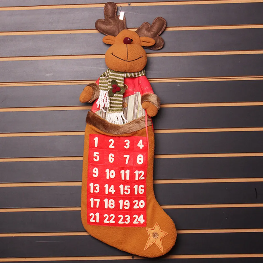 

Christmas stocking calendar advent countdown Santa Claus calendar decoration