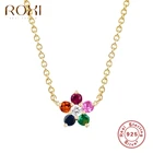 ROXI Классический Радуга Кристаллы в форме цветов, подвеска, колье для женщин, ювелирные изделия стерлингового серебра 925, золотая цепочка ожерелье Naszyjnik