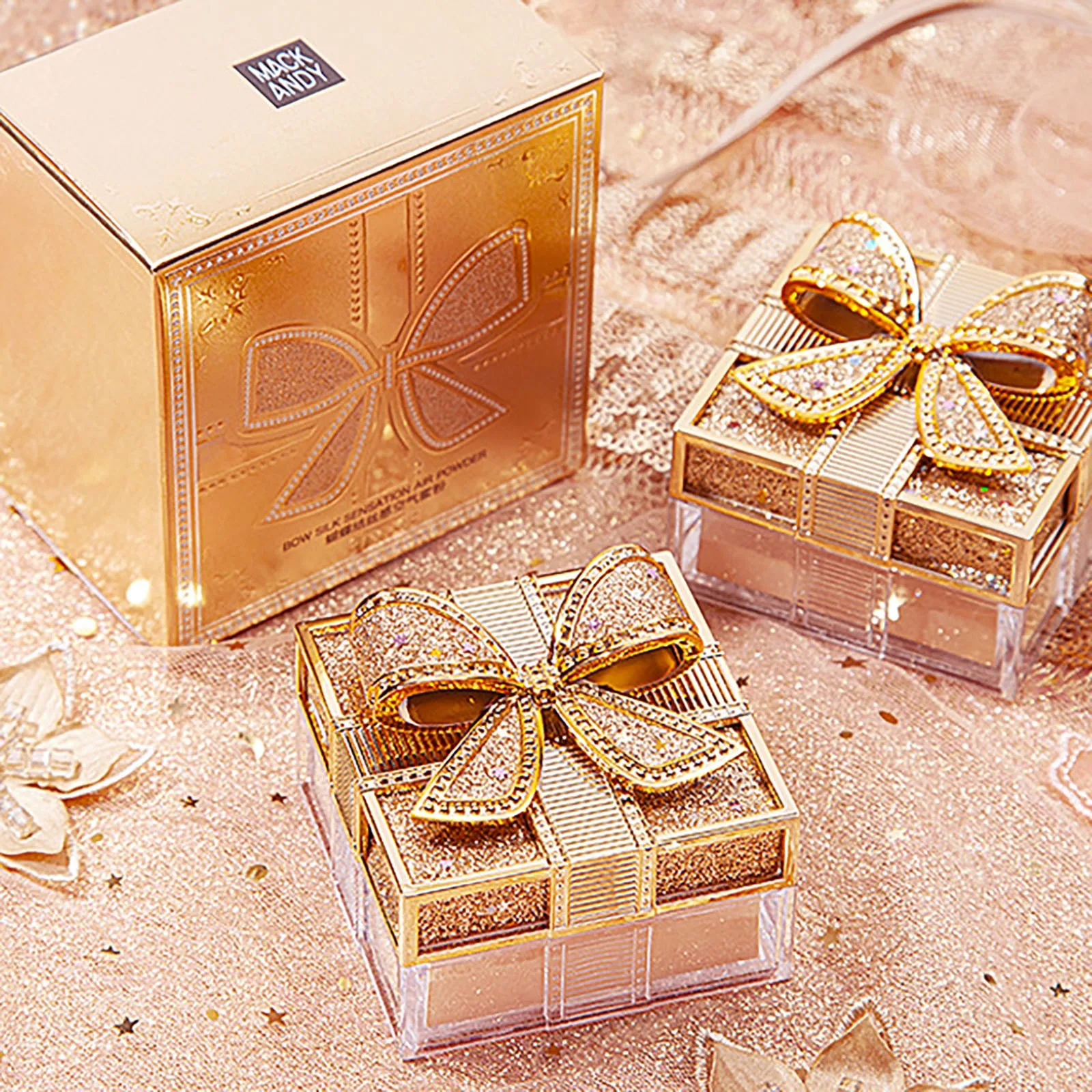 Шелковистая воздушная рассыпчатая пудра с бантом нежная светильник Кая и