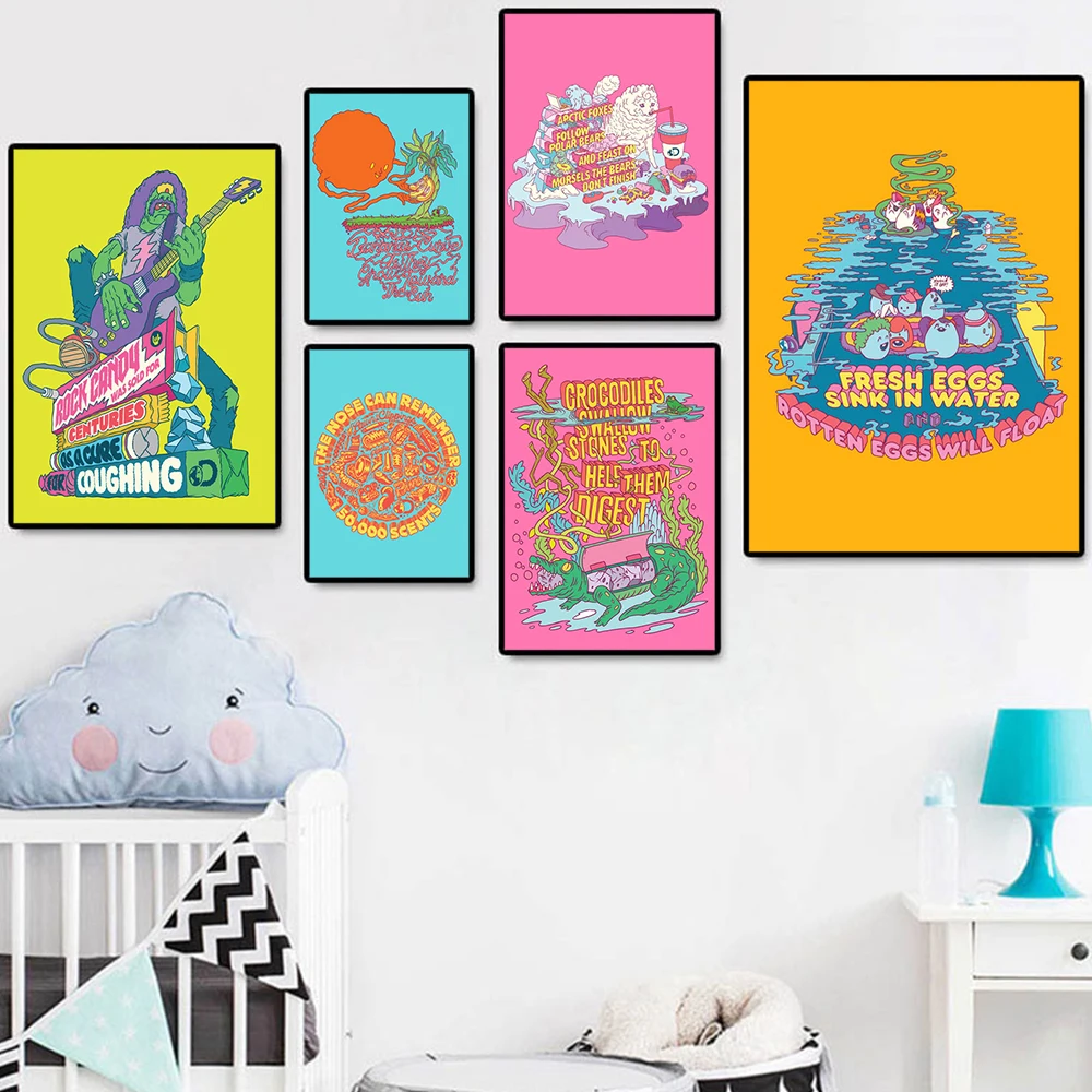 

Nordic Retro Colorful Game Planet Art Pattern Poster Funny Abstract Prints Pictures for Living Room Interior Home Decor Cuadros