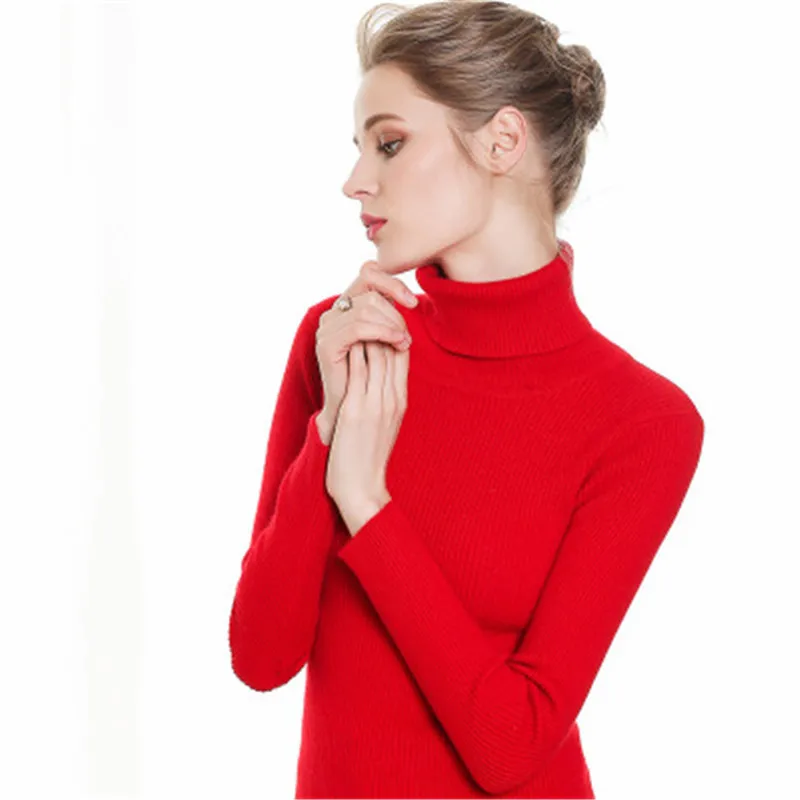 

2020 New Autumn Winter Korean Sweater Women Knitted Turtleneck Long Sleeve Jumper Slim Pullover Women Thin Sweaters 19 Colors 33