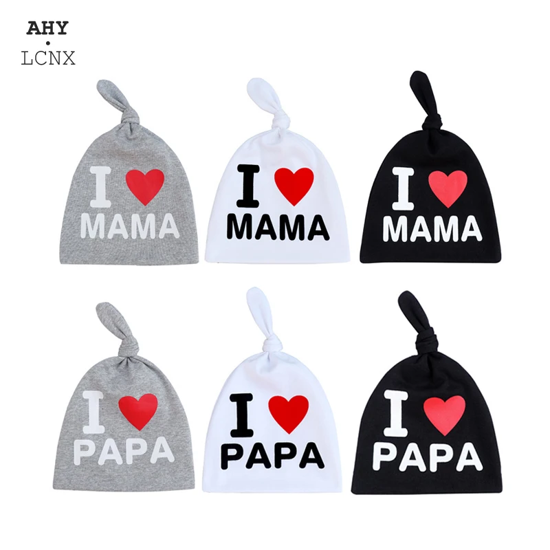 Осенне-зимняя Брендовая детская шапка I Love Papa для девочек и мальчиков хлопковая