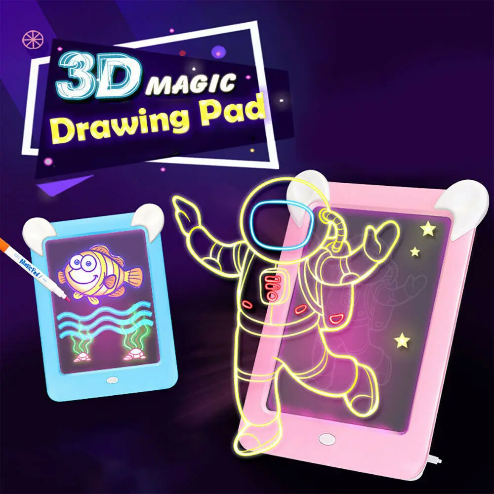 

Drawing Handwriting Pad 3D Magic Drawing Pad LED Writing Board Luminous Drawing Board Children's Puzzle Brain Development Toy