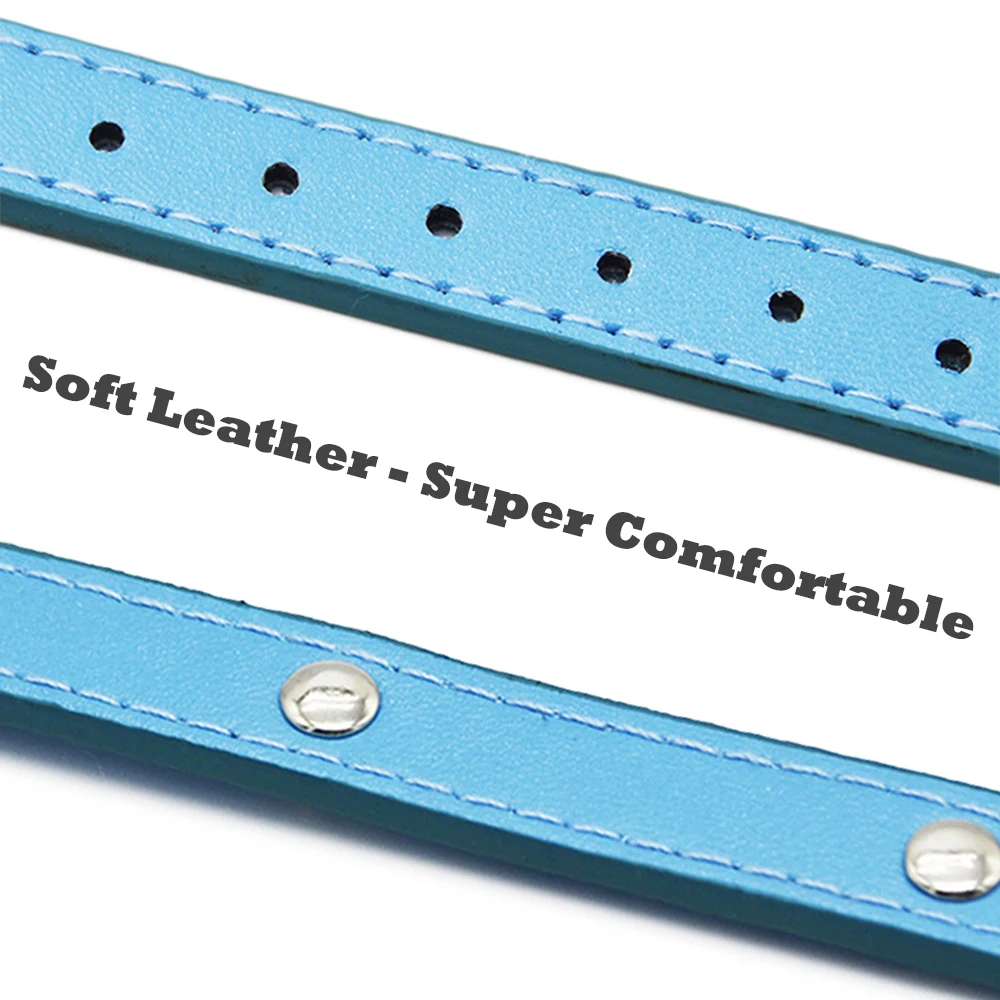 Кожаный ошейник для мелких кошек цветной из искусственной кожи прочный