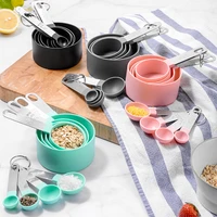 stainless steel handle measuring cup 8 piece plastic measuring spoon cup baking set kitchen tools