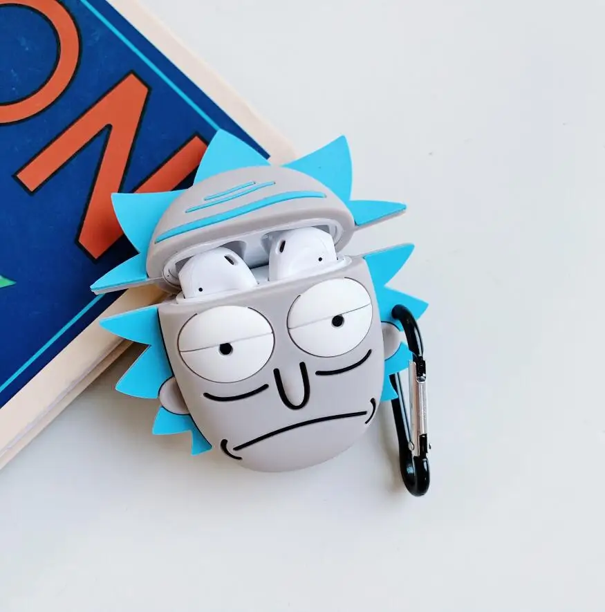 Милый силиконовый чехол для наушников с 3D рисунком Rick Modi для Apple New AirPods 1/2, беспроводная bluetooth-гарнитура - Цвет: ruike