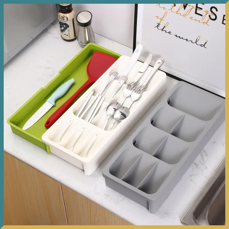 

Retractable Kitchen Drawer Storage Box Cutlery Storage Box Divider Plate Cutlery Chopsticks Kitchen Accessories Organizer Tools