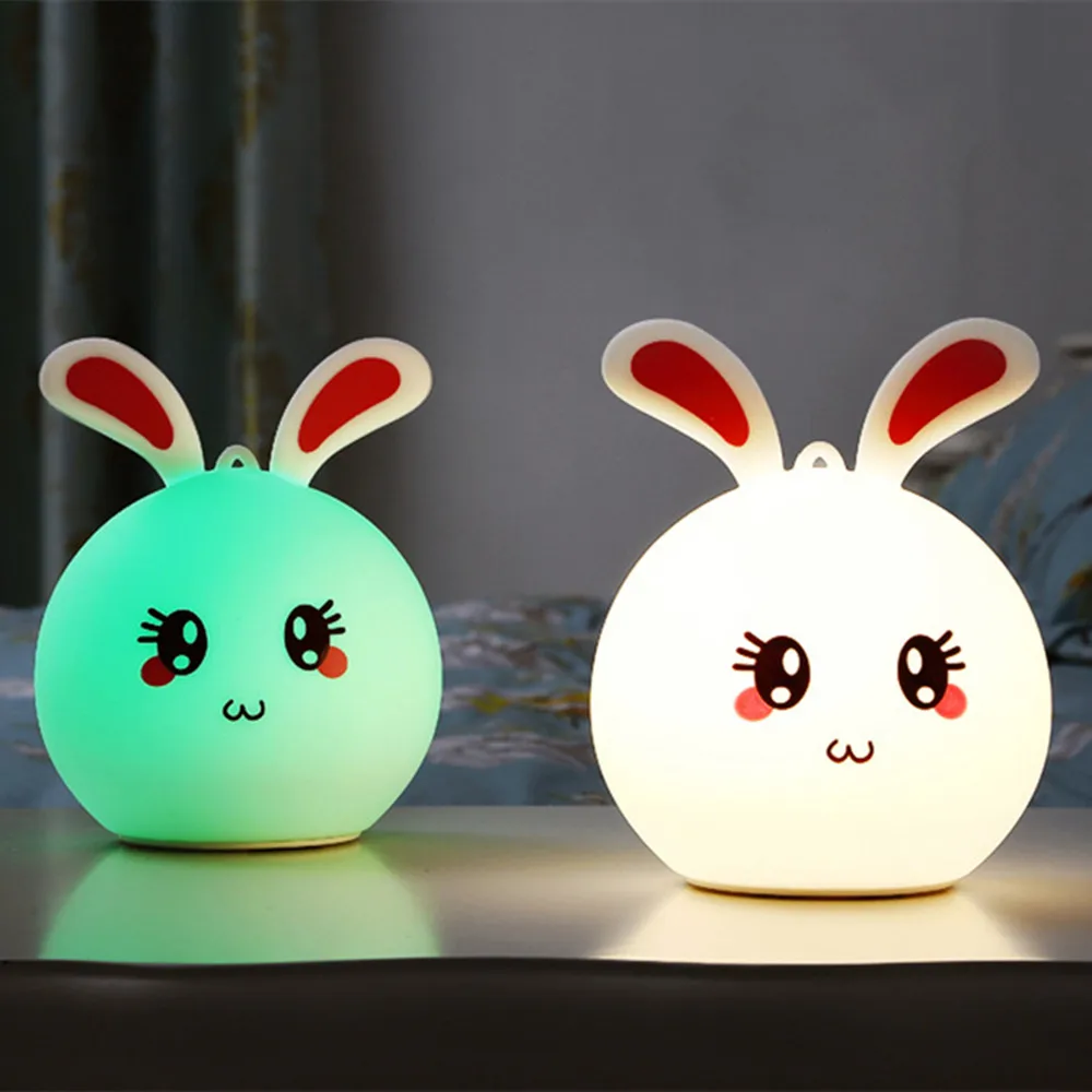 СВЕТОДИОДНЫЙ ночник в виде кролика с сенсорным управлением цветной мультяшный