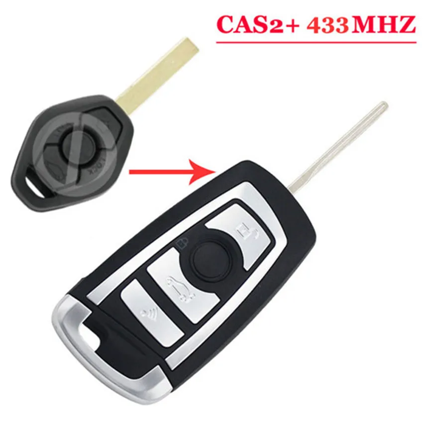 

XNRKEY 3 Button 433MHZ Folding Flip Remote Key Fob for BMW 3 5 6 Series E93 E60 Z4 X5 X3 CAS2 HU92 Blade