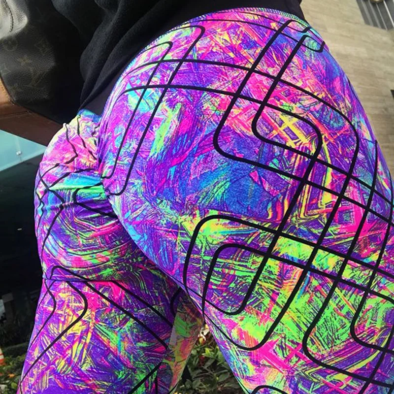 Женские спортивные штаны пуш ап повседневные с геометрическим принтом