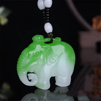 natural turquoise double sided carved elephant jade pendant fashion boutique jewelry mens and womens color jade lucky necklace