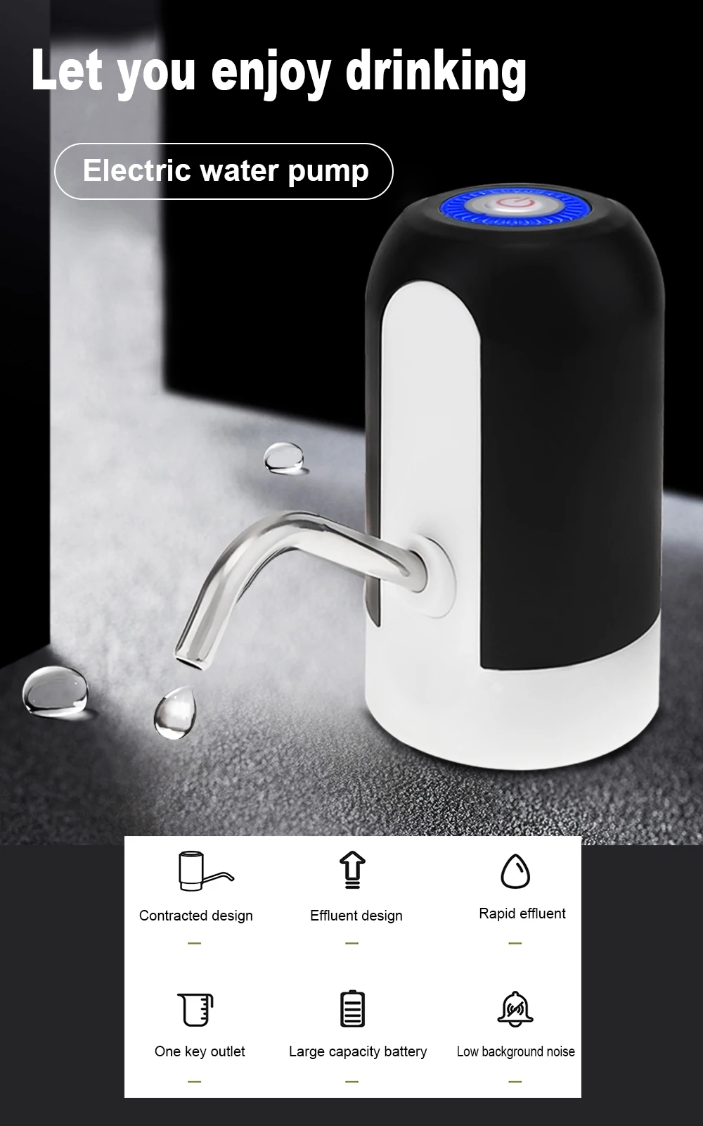 ZILU дозатор воды для дома, usb зарядка автоматический Электрический водяной насос Портативный питьевой бутылки Посуда для напитков переключатель инструменты