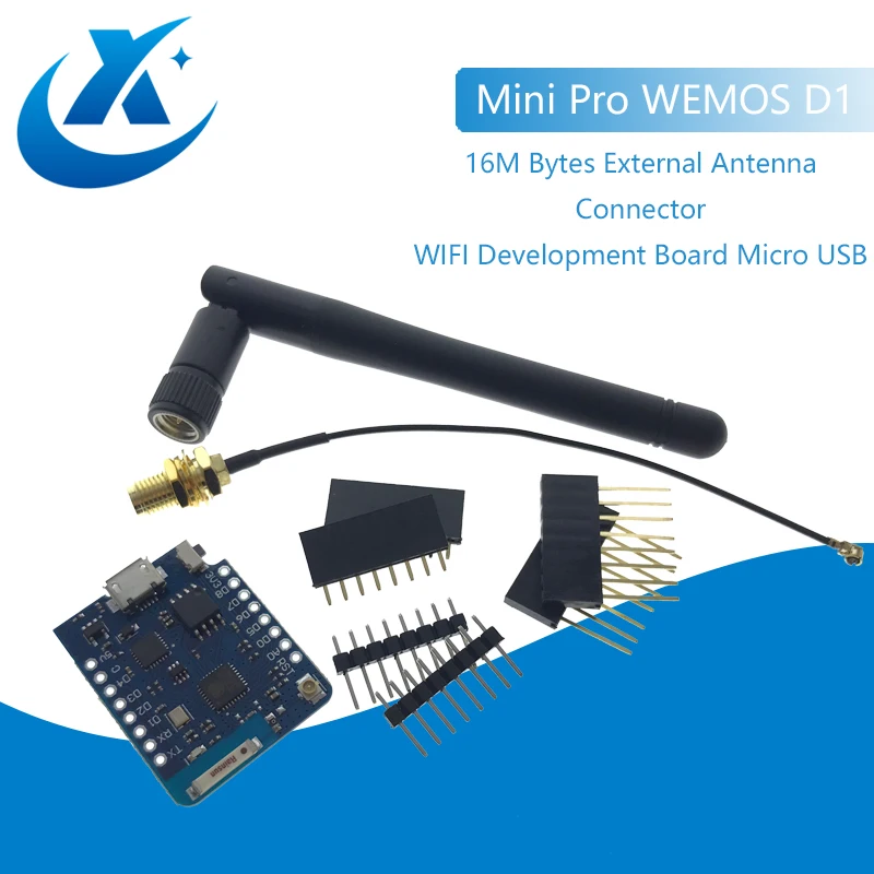 WEMOS D1 Mini Pro 16M Bytes External Antenna Connector NodeMCU Based ESP8266 ESP-8266EX CP2104 WIFI Development Board Micro USB |