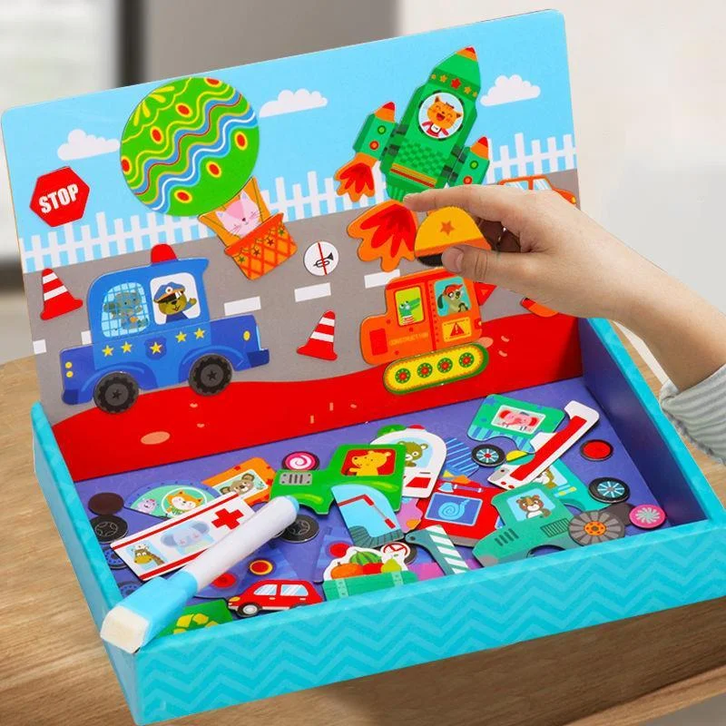 

Детский Магнитный пазл мозаика игры магнитные наклейки головоломки игрушки для детей 1-3-6 лет, куртка с капюшоном для мальчиков и девочек ре...