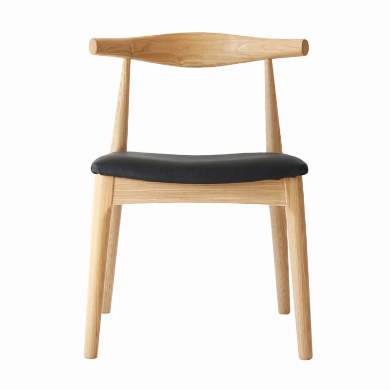 

Croissant chair Fraxinus mandshurica solid wood dining chair North fashion simple leisure chair restaurant hotel coffee chair