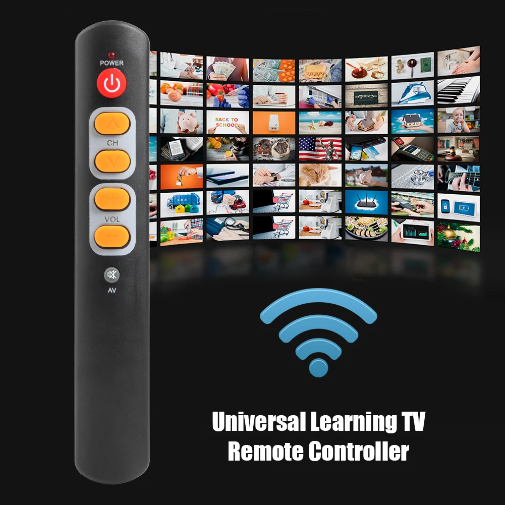 

6 Key Learning Remote Control Big Yellow Button Copy IR Remote LCD LED Smart TV Television Universal Replacemet Remote Control