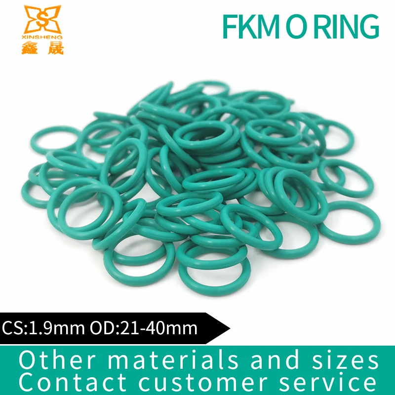 

Rubber Ring Green FKM O rings Seals CS1.9mm OD21/23/24/25/30/31/32/33/34/35/36/37/38/39/40 ORing Seal Gasket Fuel Washer